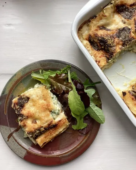 Rachel Roddy's Creation for Layered Pasta with Summer Squash and Cheese Medley